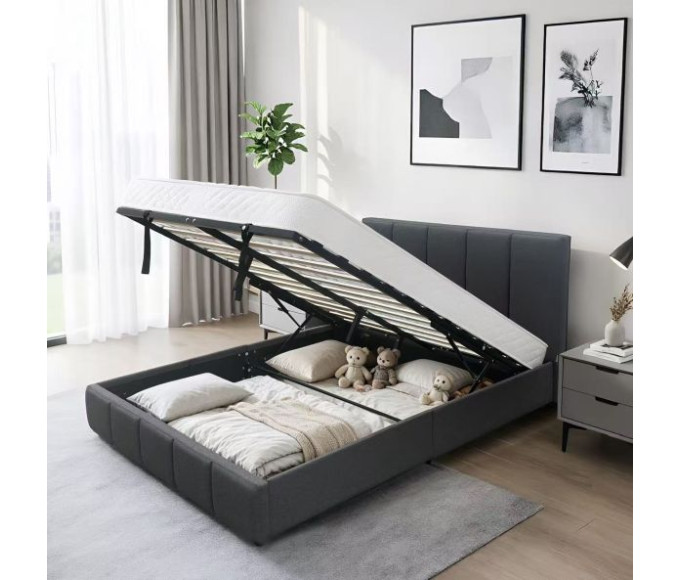 Metro Upholstered Lift Bed Grey Double Metro Upholstered Lift Bed Grey Double